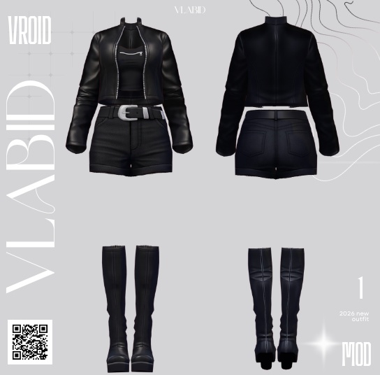【Noir Avenue Outfit】 | VRoid Studio Customitem VRoid Texture