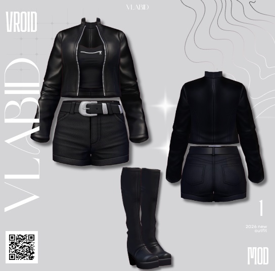 【Noir Avenue Outfit】 | VRoid Studio Customitem VRoid Texture