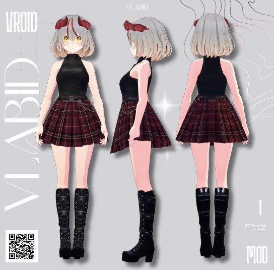 Scarlet Plaid Noir VRoid Studio| Customitem| VRoid Texture