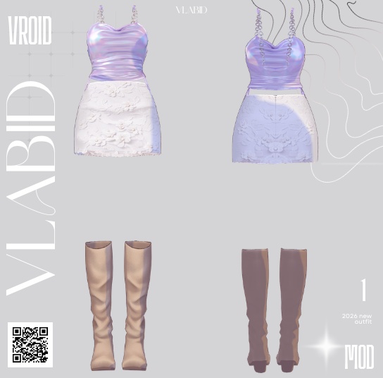 Lilac Blossom Outfit【Vroid Texture| Customitem| VRoid Studio】