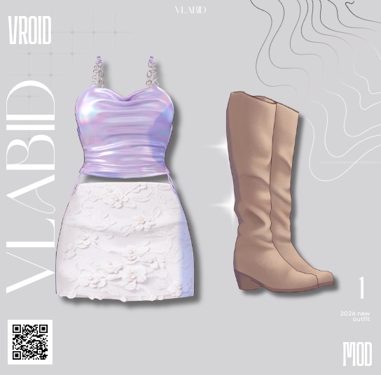Lilac Blossom Outfit【Vroid Texture| Customitem| VRoid Studio】