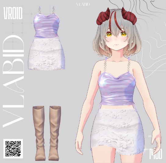 Lilac Blossom Outfit【Vroid Texture| Customitem| VRoid Studio】