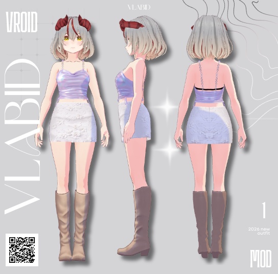 Lilac Blossom Outfit【Vroid Texture| Customitem| VRoid Studio】