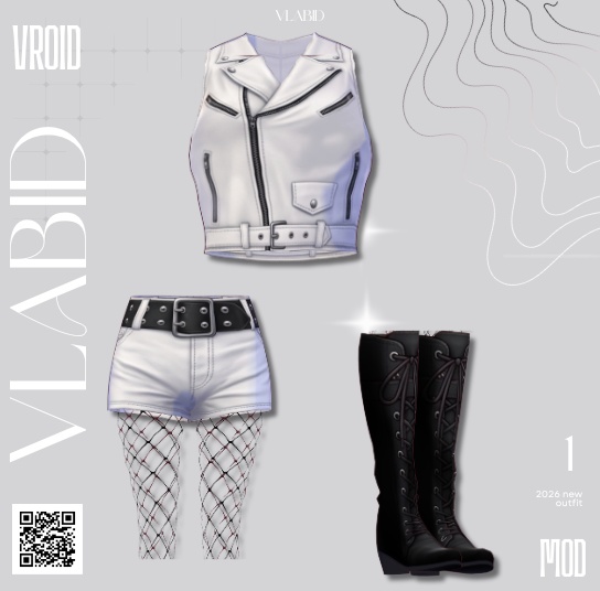 Silver Riot Outfit Cyber Outfit VRoid Texture VRoid Outfit VRoid Studio Customitem