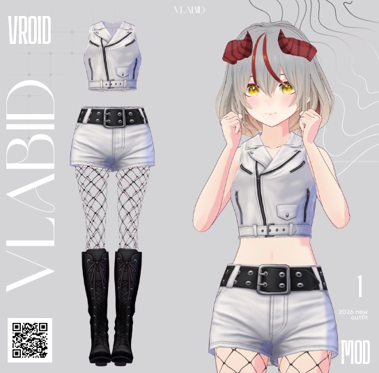 Silver Riot Outfit Cyber Outfit VRoid Texture VRoid Outfit VRoid Studio Customitem