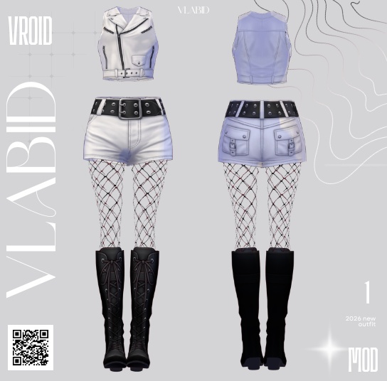 Silver Riot Outfit Cyber Outfit VRoid Texture VRoid Outfit VRoid Studio Customitem