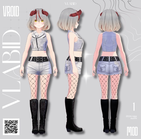 Silver Riot Outfit Cyber Outfit VRoid Texture VRoid Outfit VRoid Studio Customitem