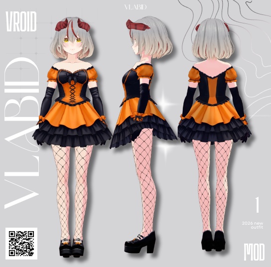 Pumpkin Noir Outfit 【VRoid Studio VRoid Texture Customitem VRoid Outfit Halloween】
