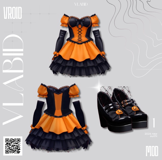 Pumpkin Noir Outfit 【VRoid Studio VRoid Texture Customitem VRoid Outfit Halloween】