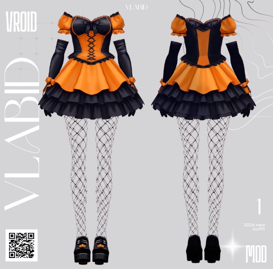Pumpkin Noir Outfit 【VRoid Studio VRoid Texture Customitem VRoid Outfit Halloween】