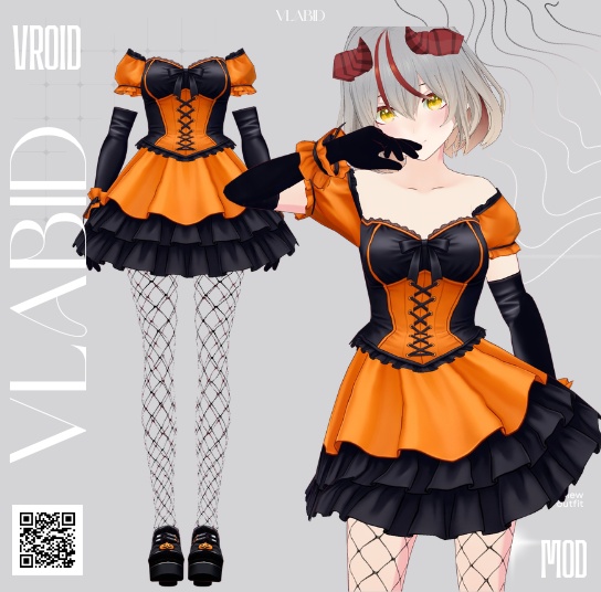Pumpkin Noir Outfit 【VRoid Studio VRoid Texture Customitem VRoid Outfit Halloween】