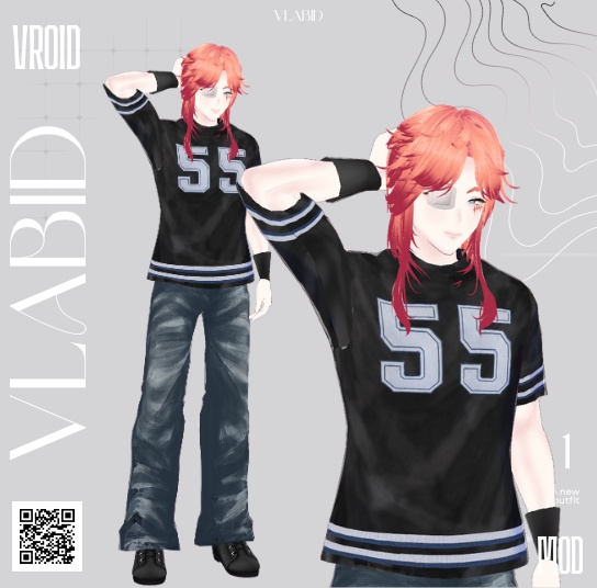 VLABID Original Male Character & Casual Streetwear Outfit|VRoid Studio 完成アバター|VRMキャラクター+衣装セット