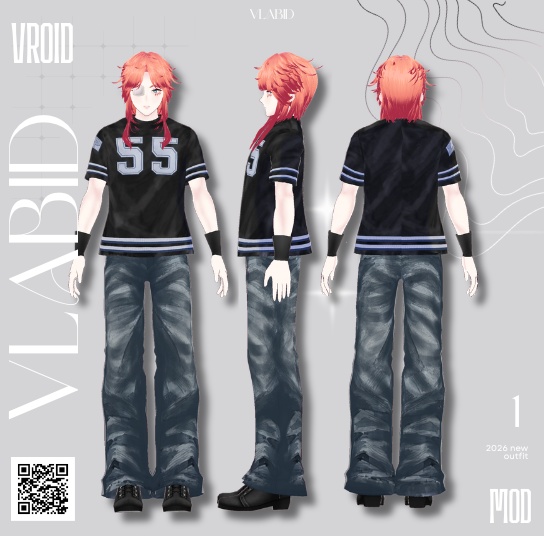 VLABID Original Male Character & Casual Streetwear Outfit|VRoid Studio 完成アバター|VRMキャラクター+衣装セット
