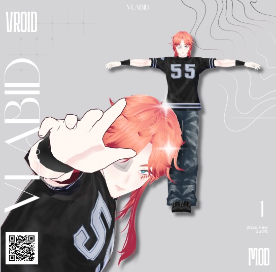 VLABID Original Male Character & Casual Streetwear Outfit|VRoid Studio 完成アバター|VRMキャラクター+衣装セット