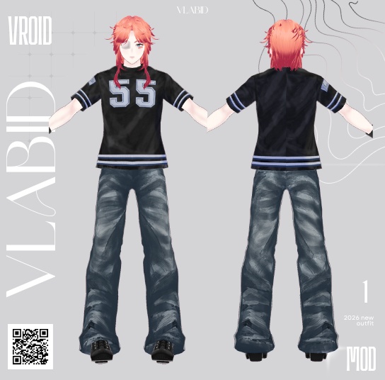VLABID Original Male Character & Casual Streetwear Outfit|VRoid Studio 完成アバター|VRMキャラクター+衣装セット