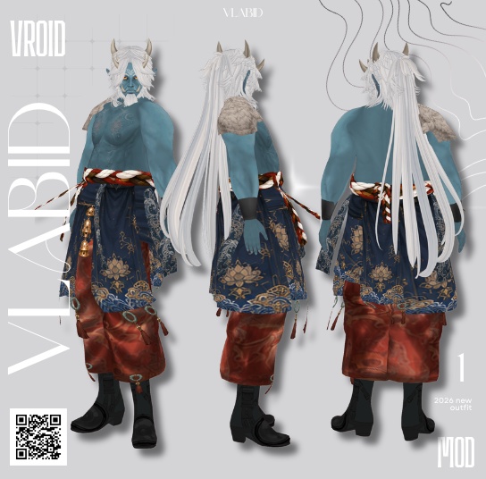 VLABID Original Oni Warrior Character Set|和風ファンタジー|VRoid Studio完成アバター|VRMキャラクター+衣装セット