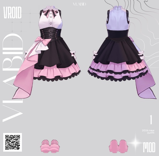 Kawaii Pop Vtuber VRoid Clothes, VRoid Dress Outfit, VRoid Texture, Daily, Vtuber Fashion, Cosplay Customitem Kawaii Outfit Cute Dress