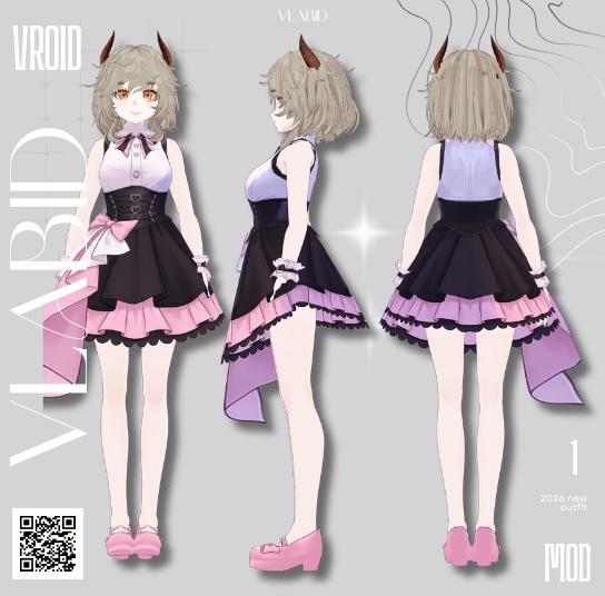 Kawaii Pop Vtuber VRoid Clothes, VRoid Dress Outfit, VRoid Texture, Daily, Vtuber Fashion, Cosplay Customitem Kawaii Outfit Cute Dress