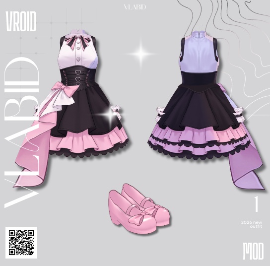 Kawaii Pop Vtuber VRoid Clothes, VRoid Dress Outfit, VRoid Texture, Daily, Vtuber Fashion, Cosplay Customitem Kawaii Outfit Cute Dress