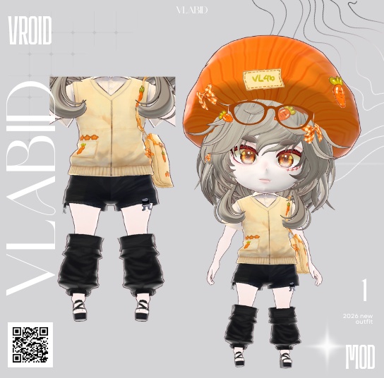 cute orange clothes chibi vtuber kawai stream