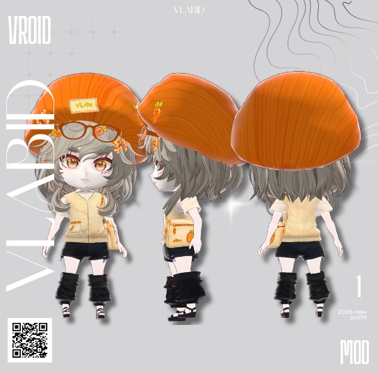 cute orange clothes chibi vtuber kawai stream