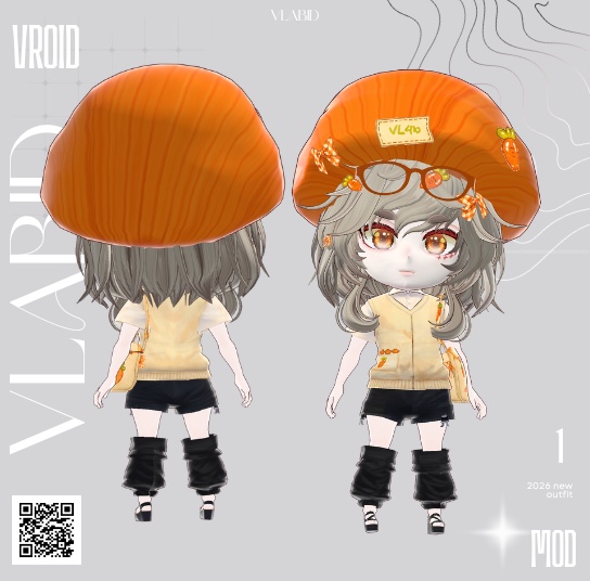 cute orange clothes chibi vtuber kawai stream