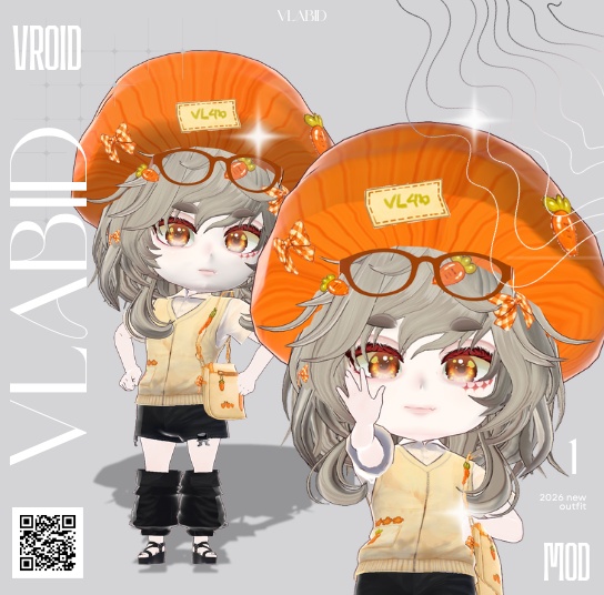 cute orange clothes chibi vtuber kawai stream