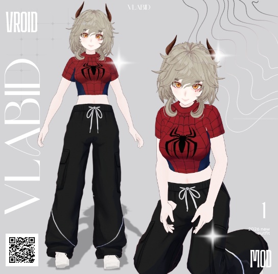 VRoid Studio VRoid Clothes VRoid Costume Spiderman VRoid Hub Daily Outfit Kawaii Cute Dress Girl Customitem Vroid Clothing VRoid Texture