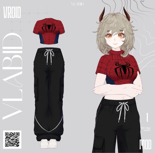 VRoid Studio VRoid Clothes VRoid Costume Spiderman VRoid Hub Daily Outfit Kawaii Cute Dress Girl Customitem Vroid Clothing VRoid Texture