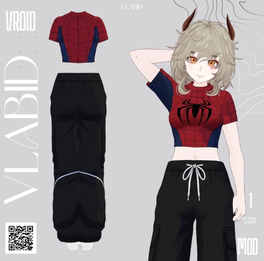 VRoid Studio VRoid Clothes VRoid Costume Spiderman VRoid Hub Daily Outfit Kawaii Cute Dress Girl Customitem Vroid Clothing VRoid Texture