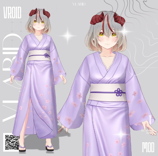 Kimono Outfit VRoid|Cute Dress|VRoid Clothes|Customitem|VRoid Studio|VRoid Costume|Japanese Outfit|VRoid Outfit|VTuber Asset|VTuber Fashion|Kimono Dress