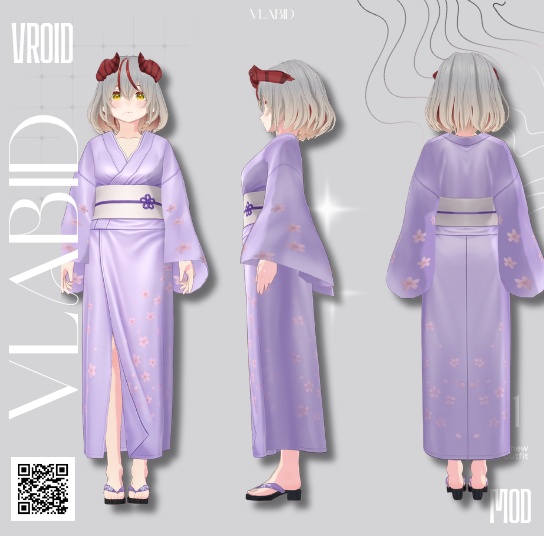 Kimono Outfit VRoid|Cute Dress|VRoid Clothes|Customitem|VRoid Studio|VRoid Costume|Japanese Outfit|VRoid Outfit|VTuber Asset|VTuber Fashion|Kimono Dress