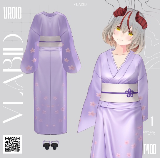 Kimono Outfit VRoid|Cute Dress|VRoid Clothes|Customitem|VRoid Studio|VRoid Costume|Japanese Outfit|VRoid Outfit|VTuber Asset|VTuber Fashion|Kimono Dress