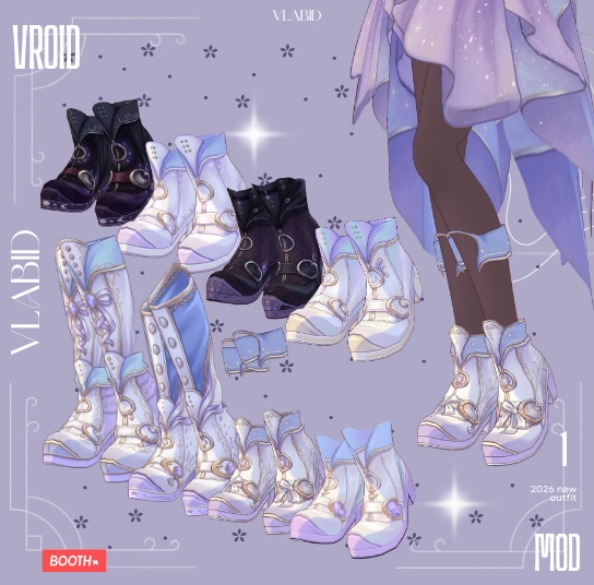 **Fantasy Elegance Shoes | VRoid / VTuber Custom Item | Magical Shoes**