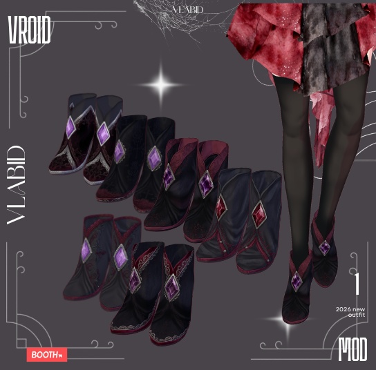 Dark Fantasy Boots | VRoid Shoes | Gothic VTuber | VRoid Studio Custom Item