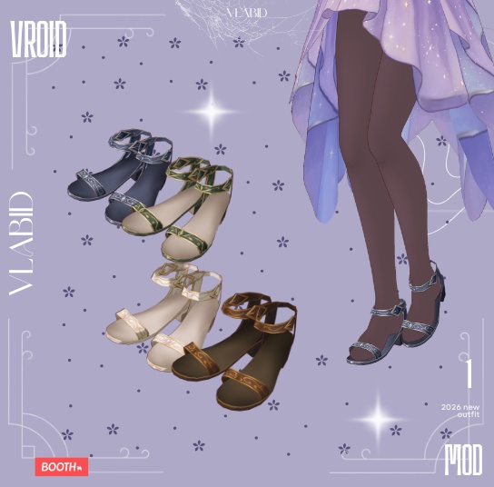 Elf Fairy Sandals | VRoid Shoes | Fantasy VTuber | 4 Shoes Bundle | Custom Item