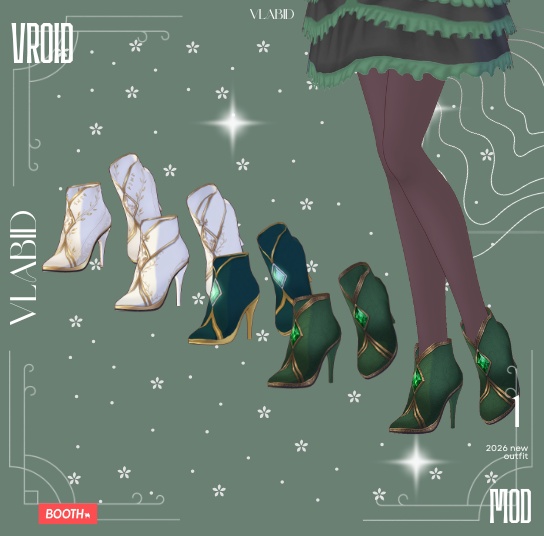 Fairy Wizard Shoes | VRoid Shoes | 4 Skin Pack | VRoid Studio Custom Item