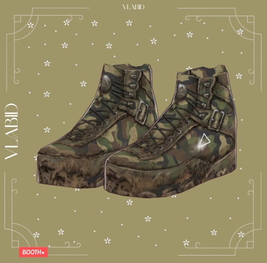 Army Shoes|Military Camouflage Boots|VRoid Custom Item・3D靴