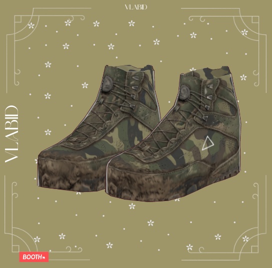 Army Shoes|Military Camouflage Boots|VRoid Custom Item・3D靴