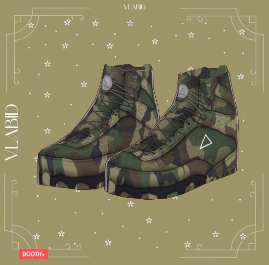 Army Shoes|Military Camouflage Boots|VRoid Custom Item・3D靴