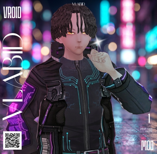 Cyberpunk Techwear Outfit | Neon Futuristic / Tactical / Digital | VRoid Studio Custom Item