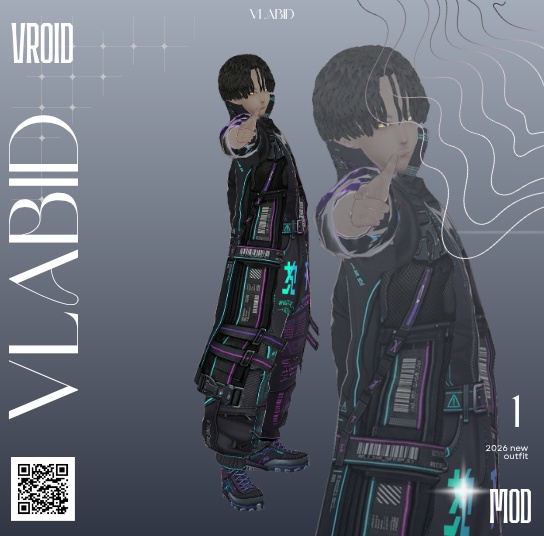Cyberpunk Techwear Outfit | Neon Futuristic / Tactical / Digital | VRoid Studio Custom Item
