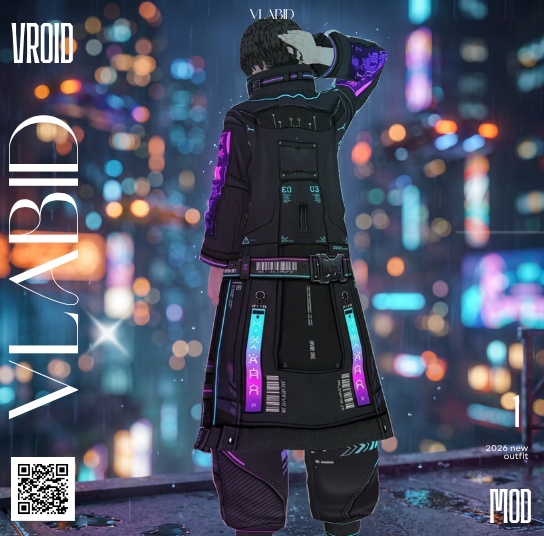 Cyberpunk Techwear Outfit | Neon Futuristic / Tactical / Digital | VRoid Studio Custom Item