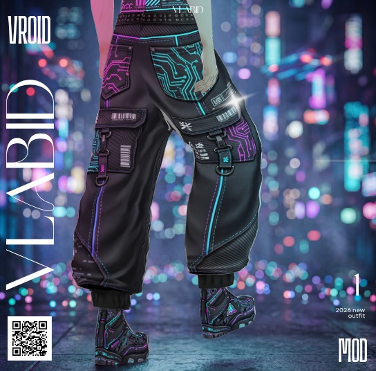 Futuristic Techwear Pants | Cyberpunk / Sci-Fi / Digital | VRoid Studio Custom Item