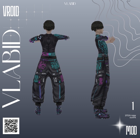 Futuristic Techwear Pants | Cyberpunk / Sci-Fi / Digital | VRoid Studio Custom Item