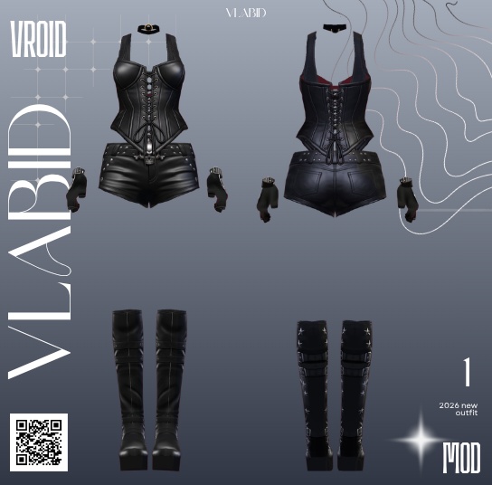 Gothic Leather VRoid Clothing VRoid Studio VRoid Costume VRM VTuber Asset VRoid Textures Customitems Gothic Outfit Edgy Outfit