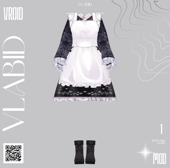 Maid Outfit VRoid Maid Dress Maid Outfit Set VRoid Studio Outfit Dress VRoid Clothes Kawaii VTuber VRoid Costume Customitems VTuber Asset VRoid Maid VTuber Fashion Kawaii Outfit