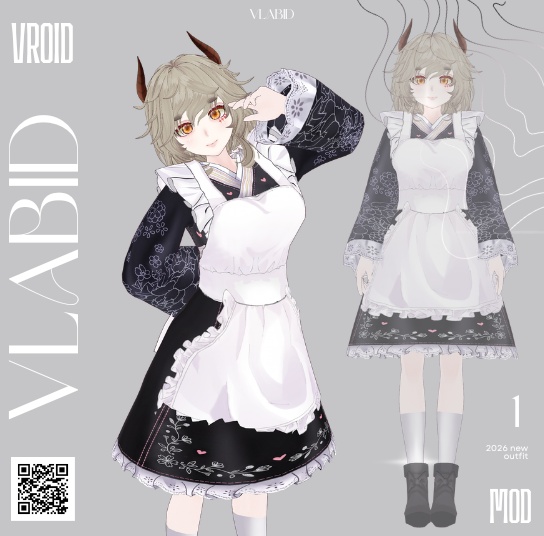Maid Outfit VRoid Maid Dress Maid Outfit Set VRoid Studio Outfit Dress VRoid Clothes Kawaii VTuber VRoid Costume Customitems VTuber Asset VRoid Maid VTuber Fashion Kawaii Outfit