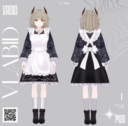 Maid Outfit VRoid Maid Dress Maid Outfit Set VRoid Studio Outfit Dress VRoid Clothes Kawaii VTuber VRoid Costume Customitems VTuber Asset VRoid Maid VTuber Fashion Kawaii Outfit
