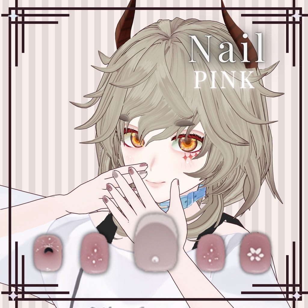 Nail Art VRoid Package Gothic Nails Customitem Kawaii VRoid Nails VRoid VRoid Studio VRoid Texture VRoid Asset 3D Accesoris Nail Polish Gothic Metal VTuber Asset Nails Texture